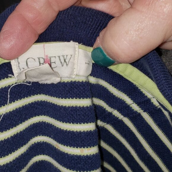 Vintage Men's J CREW Striped Polo Shirt in Navy Blue - L - Picture 4 of 4
